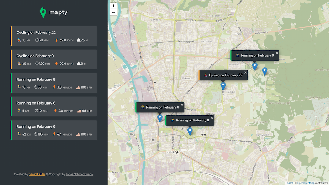 Mapty - Screenshot
